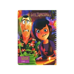 دفتر زبان سه خط سیمی طرح دار 100 برگ