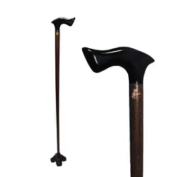 عصا دست ساز چهارپایه ترزا مدل آنتیک دسته مشکی تنه قهوه ای