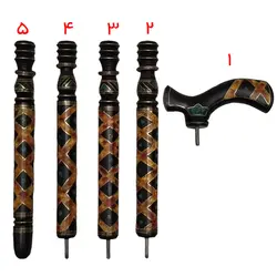 عصای جواهر طلاکوب با سنگ یشم و کهربا اصل چوب آبنوس کد 628