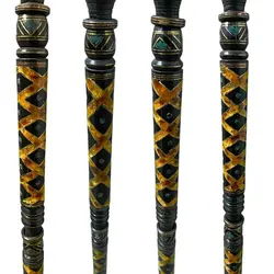 عصای جواهر طلاکوب با سنگ یشم و کهربا اصل چوب آبنوس کد 628