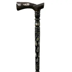 عصای‌ نقره کوب اصل تلفیق مروارید و صدف و فیرزوه مدل اشک کد 620