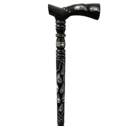 عصای‌ نقره کوب اصل تلفیق مروارید و صدف و فیرزوه مدل اشک کد 620