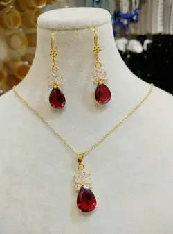 نیم ست یاقوت سرخ طرح جواهر نگین دار