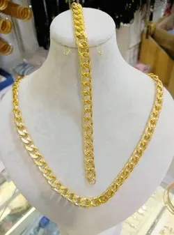 ست گردنبند و دستبند طرح طلا| دستبند و گردنبند رنگ ثابت | بدلیجات رنگ ثابت