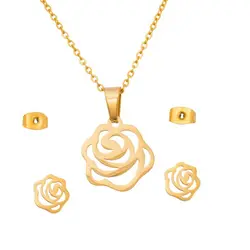 نیم ست استیل طرح طلا گل رز | بدلینجا