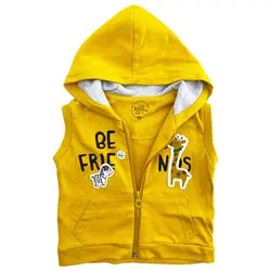 جلیقه کلاه دار طرح زرافه خردلی نیلی Nili