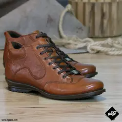 نیم بوت مردانه چرم مدل اسکوتر رنگ عسلی