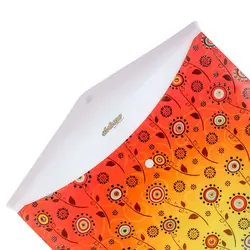 پوشه دکمه دار سفید و نارنجی طرح گل 127T پاپکو