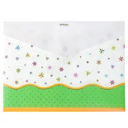 پوشه دکمه دار سفید و سبز طرح برگ و ستاره 127T پاپکو