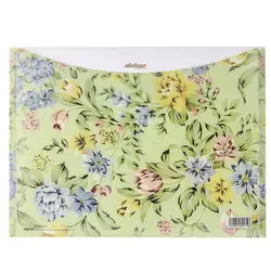 پوشه دکمه دار سفید و سبز طرح گل های رنگی 127T پاپکو