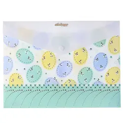 پوشه دکمه دار سفید و سبزابی طرح گل 127T پاپکو