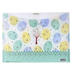 پوشه دکمه دار سفید و سبزابی طرح گل 127T پاپکو