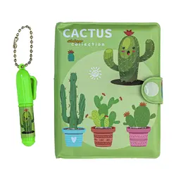 دفترچه یادداشت فانتزی همراه با خودکار سبز طرح کاکتوس