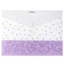 پوشه دکمه دار سفید و بنفش طرح شکوفه 127T پاپکو