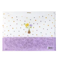 پوشه دکمه دار سفید و بنفش طرح شکوفه 127T پاپکو