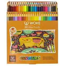مداد رنگی 24 رنگ جعبه مقوایی طرح فیل ووک WOKE