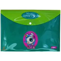 پوشه دکمه دار A4 طرح یونی کورن زمینه ستاره 1452 کلیپس - مجد مارکت