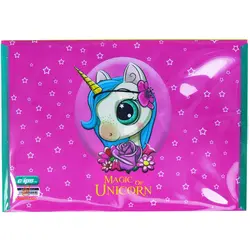 پوشه دکمه دار A4 طرح یونی کورن زمینه ستاره 1452 کلیپس - مجد مارکت