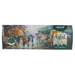 پاستل روغنی 24 رنگ 2602 جعبه مقوایی طرح بازار آرتیست آریا ARYA - مجد مارکت