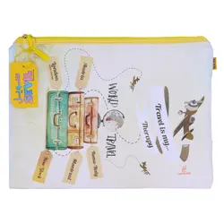 پوشه پارچه ای فانتزی زیپ دار A4 طرح چمدان 3067 سویل - مجد مارکت