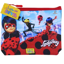 پوشه پارچه ای فانتزی زیپ دار A5 طرح دختر کفشدوزکی و ایفل 3068 سویل - مجد مارکت