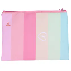 پوشه پارچه ای فانتزی زیپ دار A4 طرح قلب سفید 3067 سویل - مجد مارکت