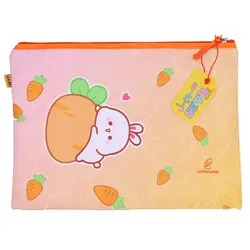 پوشه پارچه ای فانتزی زیپ دار A4 طرح خرگوش و هویج 3067 سویل - مجد مارکت