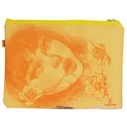 پوشه پارچه ای فانتزی زیپ دار A4 طرح دختر کلاه دار 3067 سویل - مجد مارکت