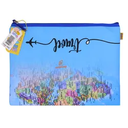 پوشه پارچه ای فانتزی زیپ دار A4 طرح نقشه جغرافیا 3067 سویل - مجد مارکت