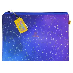 پوشه پارچه ای فانتزی زیپ دار A4 طرح ستاره ها 3067 سویل - مجد مارکت