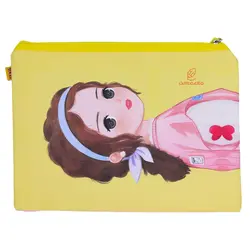 پوشه پارچه ای فانتزی زیپ دار A4 طرح دختر کلاه صورتی 3067 سویل - مجد مارکت
