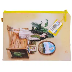 پوشه پارچه ای فانتزی زیپ دار A4 طرح دختر مو مشکی 3067 سویل - مجد مارکت