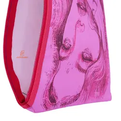 پوشه پارچه ای فانتزی زیپ دار A4 طرح دختر صورتی 3067 سویل - مجد مارکت