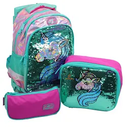 کوله پشتی چرخ دار سه تکه طرح یونی کورن 2691 گلسی برد GLOSSY BIRD - مجد مارکت