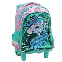 کوله پشتی چرخ دار سه تکه طرح یونی کورن 2691 گلسی برد GLOSSY BIRD - مجد مارکت