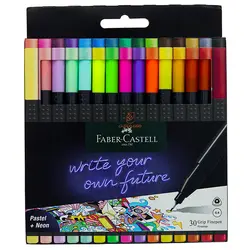 روان نویس 30 رنگ مدل پاستلی+نئون فاین پن فابرکاستل FABERCASTELL - مجد مارکت