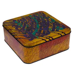 متال باکس فلزی مربع سایز 16 طرح خوشنویسی لوتوس - مجد مارکت