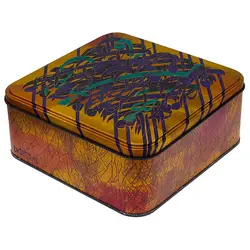 متال باکس فلزی مربع سایز 16 طرح خوشنویسی لوتوس - مجد مارکت