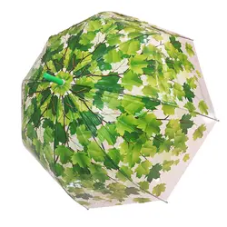 چتر شفاف نایلونی طرح برگ های سبز - مجد مارکت