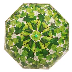 چتر شفاف نایلونی طرح برگ های سبز - مجد مارکت