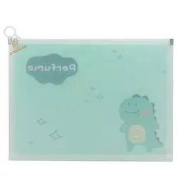 پوشه زیپ دار A4 فانتزی آکواریومی سبز طرح دایناسور - مجد مارکت