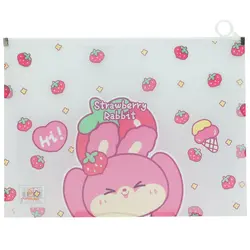 پوشه زیپ دار A4 فانتزی شفاف طرح خرگوش - مجد مارکت