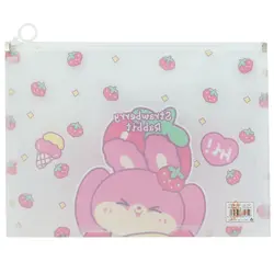 پوشه زیپ دار A4 فانتزی شفاف طرح خرگوش - مجد مارکت