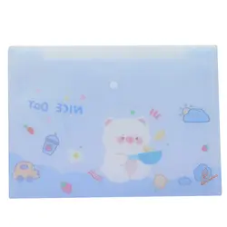 پوشه دکمه دار A4 فانتزی آبی طرح خرس - مجد مارکت