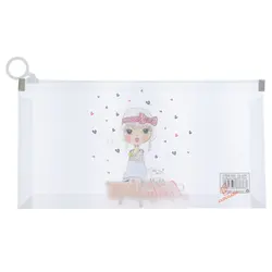 پوشه زیپ دار سایز ملخی فانتزی شفاف طرح دخترناز - مجد مارکت