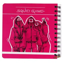 دفتر یادداشت سیمی صورتی سفید طرح بازی مرکب