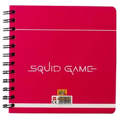 دفتر یادداشت سیمی صورتی سفید طرح بازی مرکب