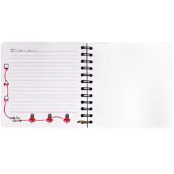 دفتر یادداشت سیمی صورتی سفید طرح بازی مرکب