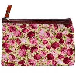 پوشه پارچه ای طرح گل ریز کرمی سرخابی سویل