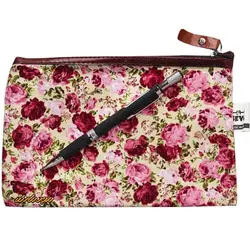 پوشه پارچه ای طرح گل ریز کرمی سرخابی سویل